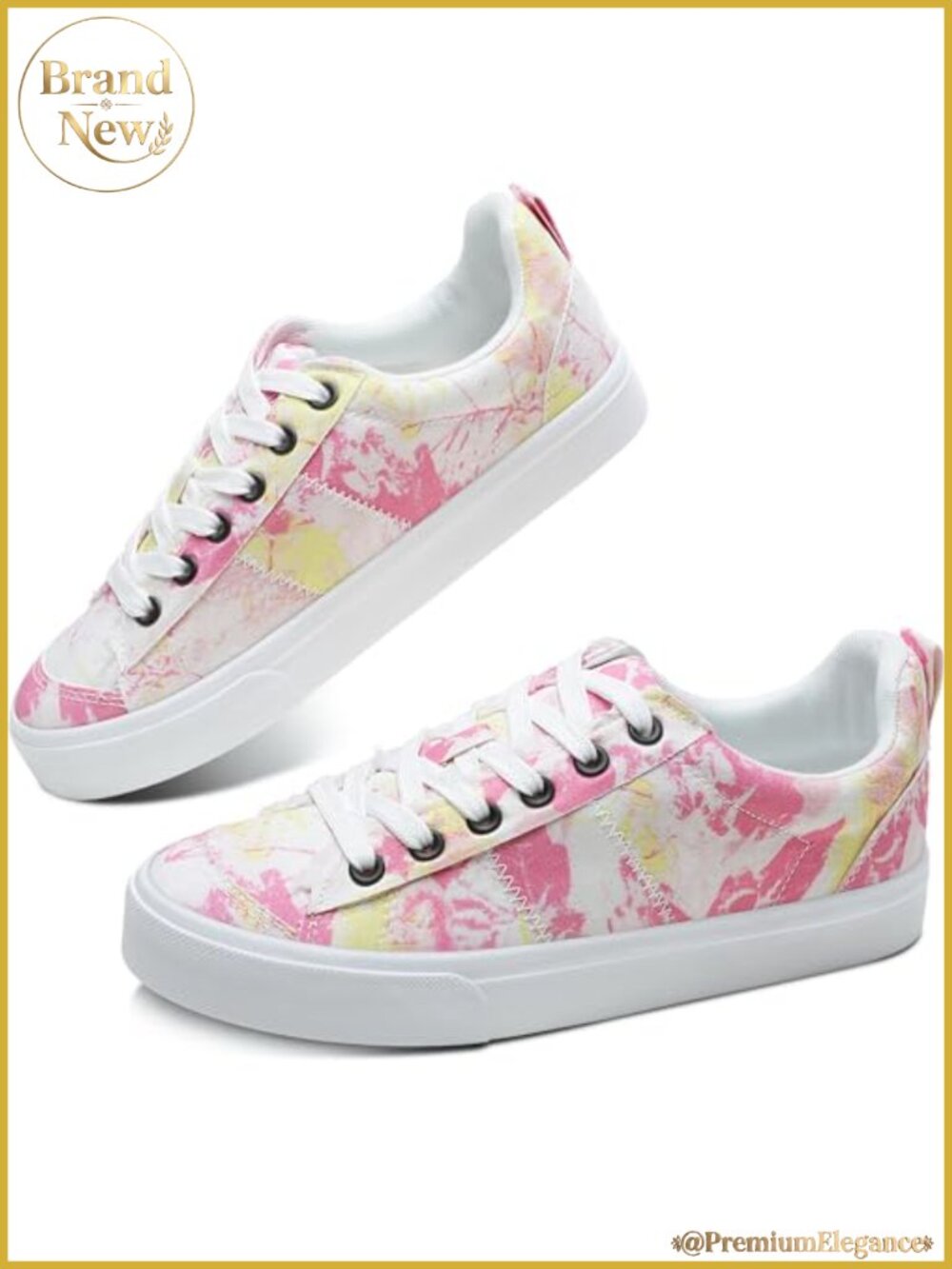 Canvas Lace-up Low Top Sneakers for Women Comfortable Skate Shoes Breathable
